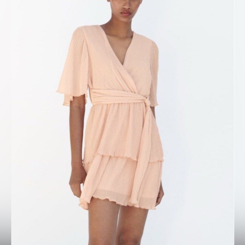 Elegant Peach Wrap Dress